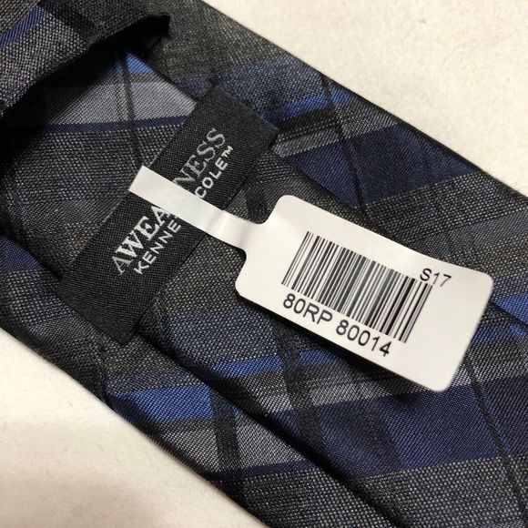 Mens Neck Tie Kenneth Cole Men’s Warehouse Blue and Gray NEW!! WITH TAG - Picture 5 of 6